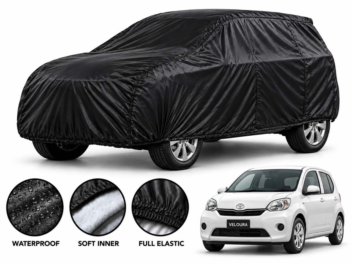 Toyota Passo car cover in Black — Veloura waterproof parachute