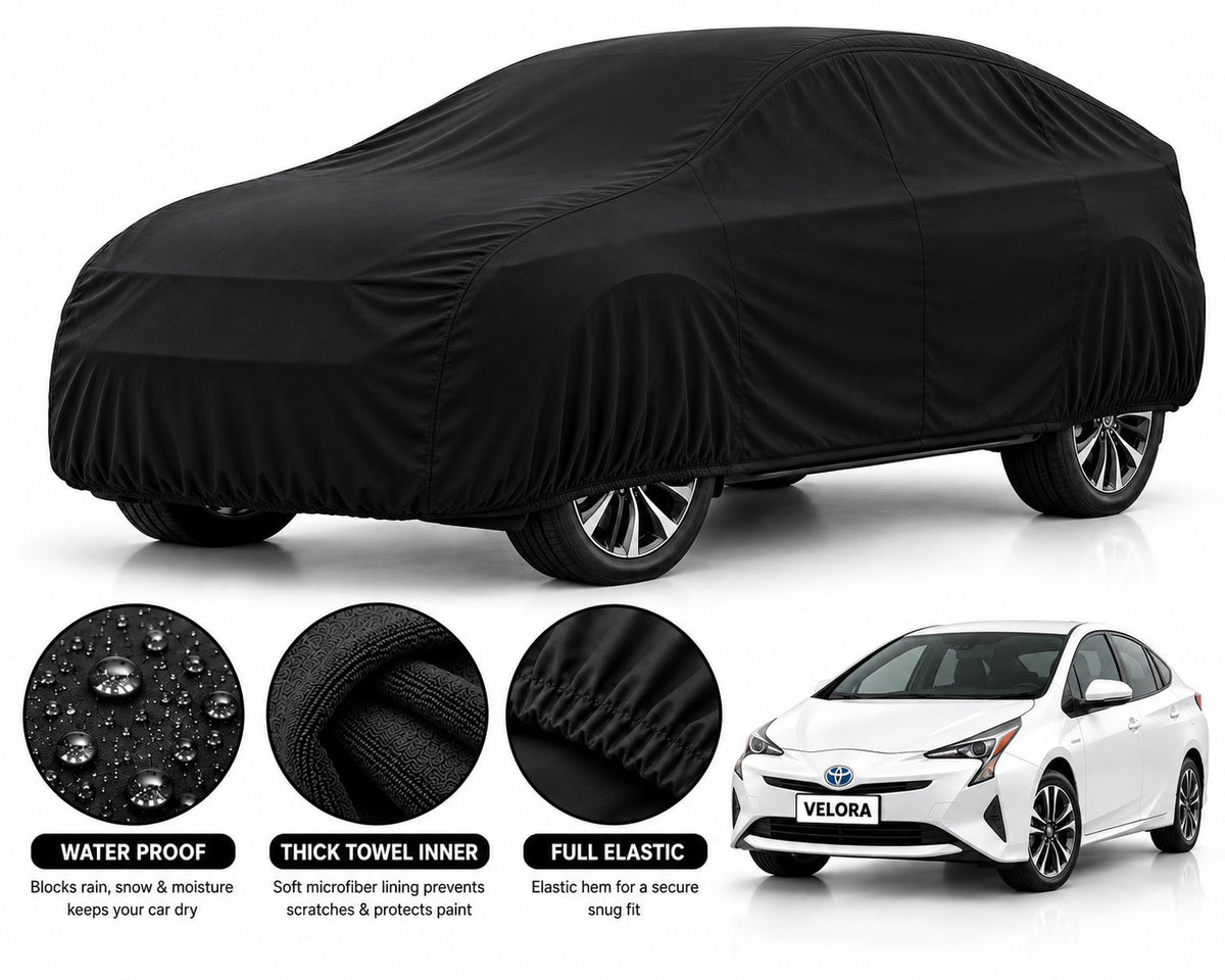 Toyota Prius car cover in Black — Veloura waterproof microfiber