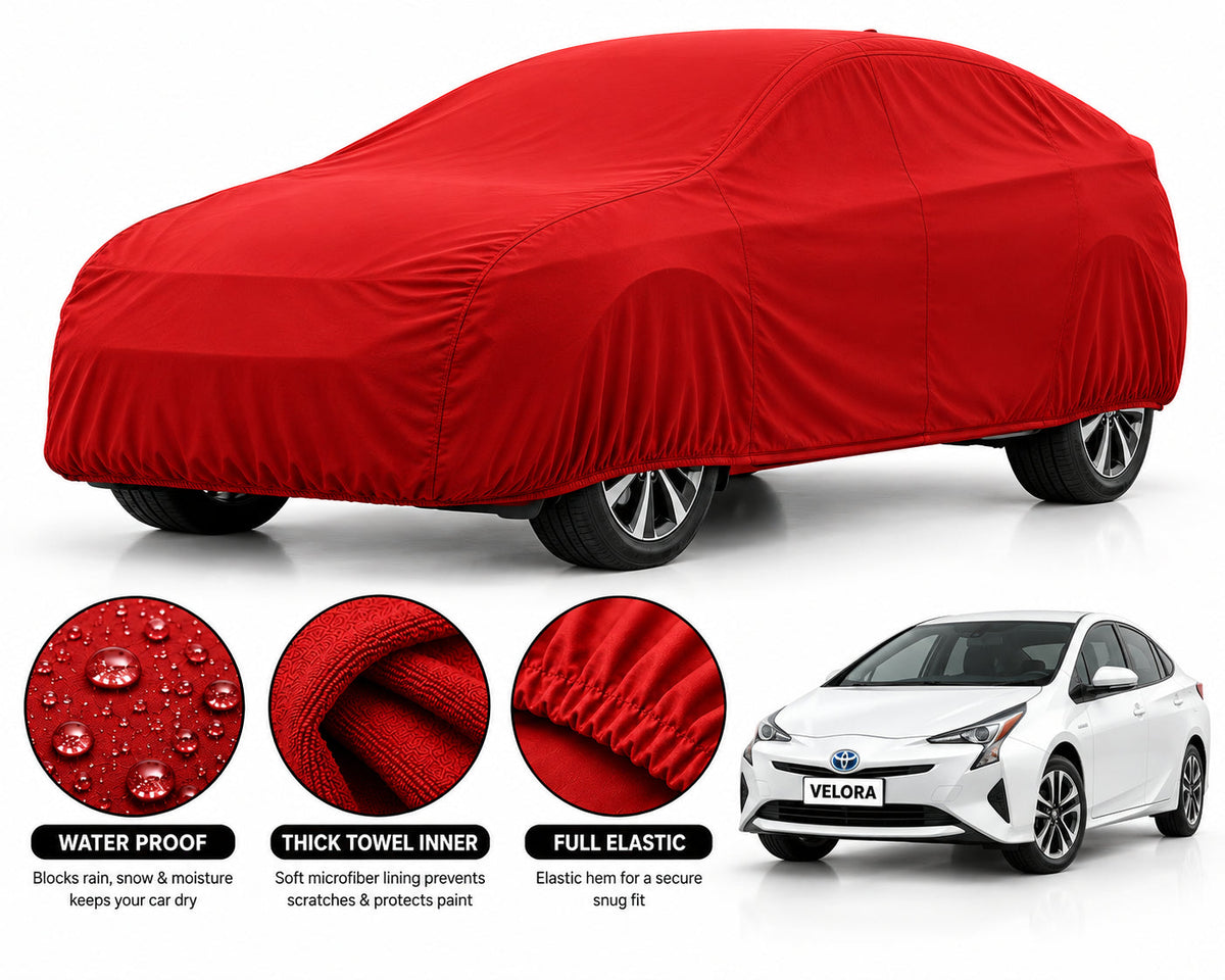 Toyota Prius car cover in Red — Veloura waterproof microfiber