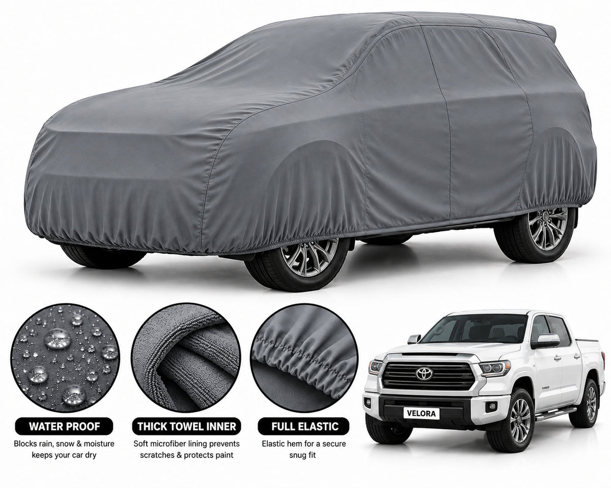 Toyota Tundra car cover in Grey — Veloura waterproof microfiber