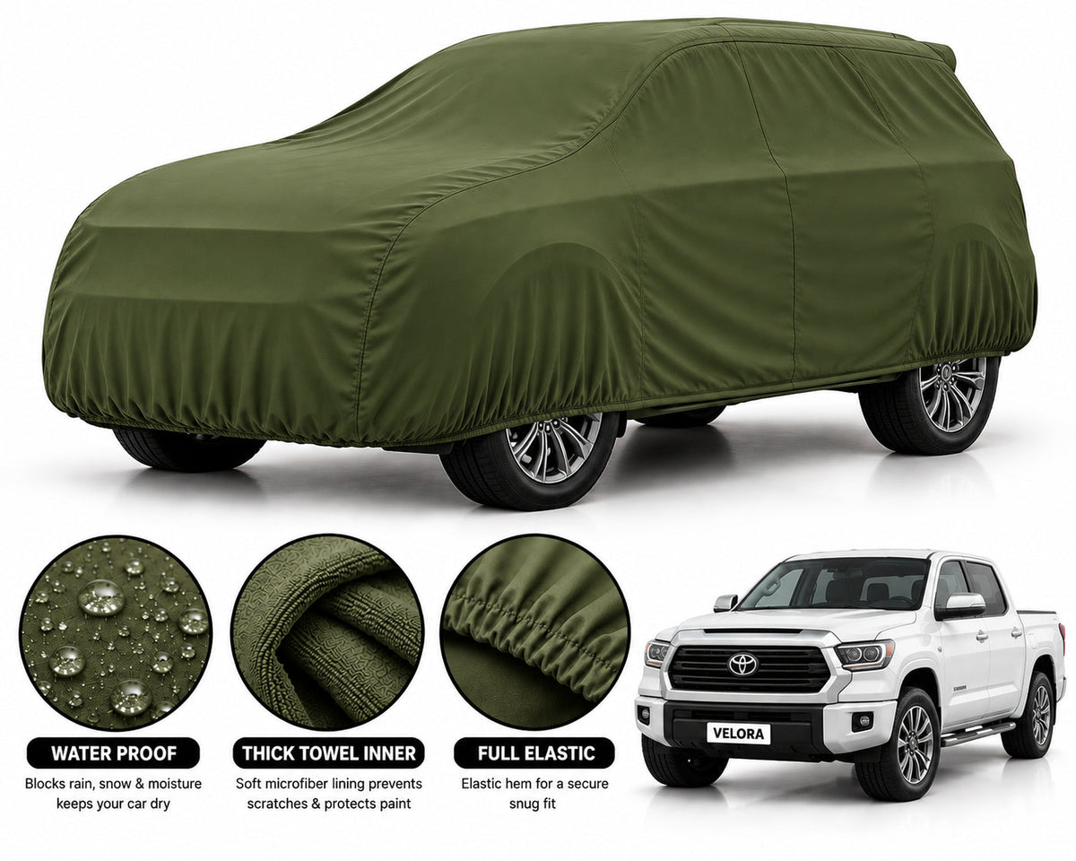 Toyota Tundra car cover in Green — Veloura waterproof microfiber