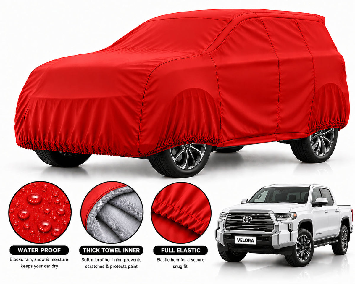 Toyota Tundra car cover in Red — Veloura waterproof microfiber
