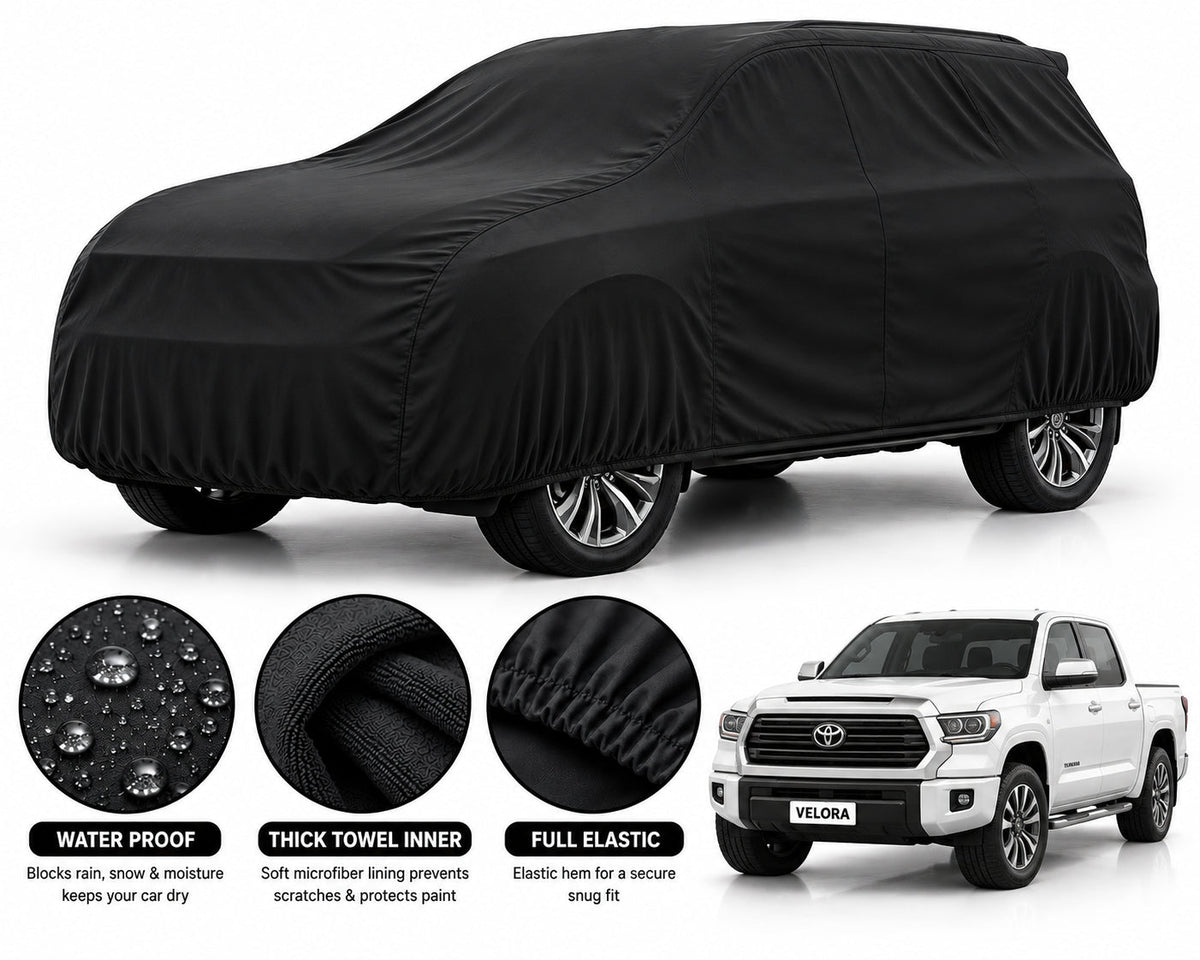 Toyota Tundra car cover in Black — Veloura waterproof microfiber