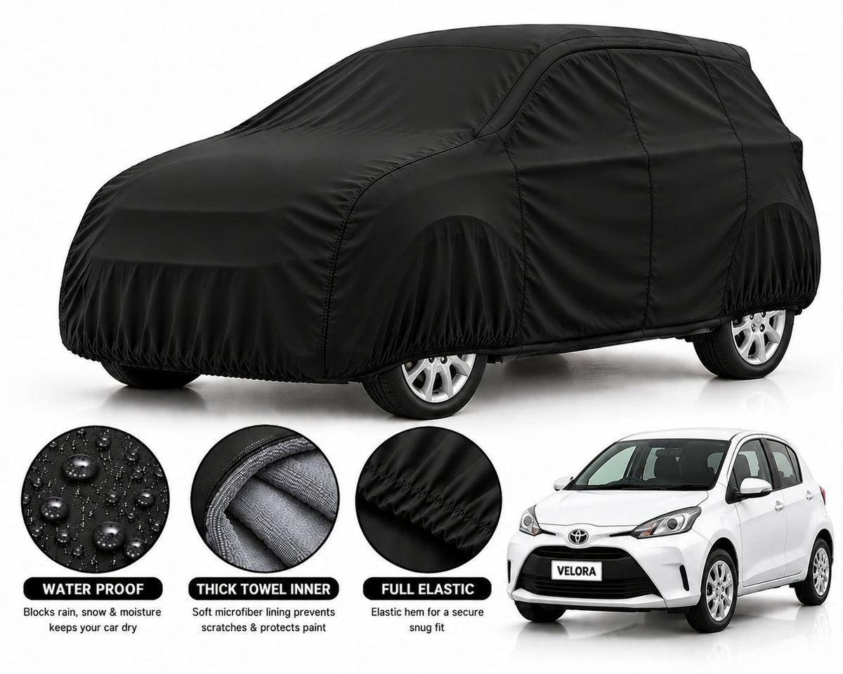 Toyota Vitz car cover in Black — Veloura waterproof microfiber