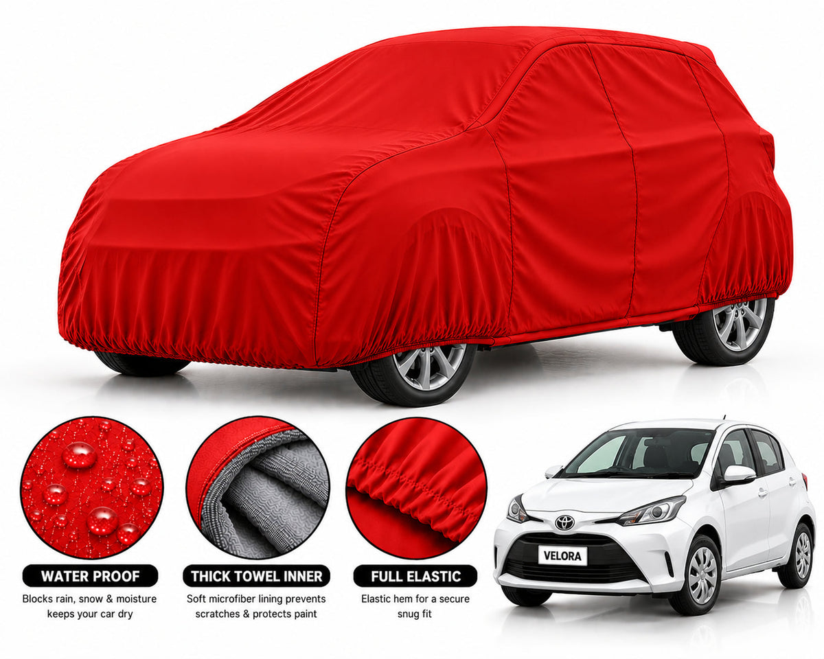 Toyota Vitz car cover in Red — Veloura waterproof microfiber