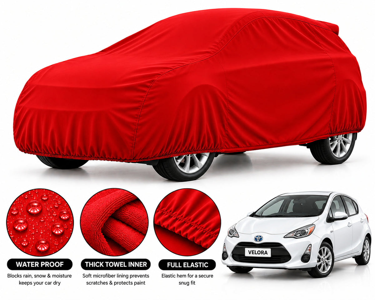 Toyota Aqua car cover in Red — Veloura waterproof microfiber