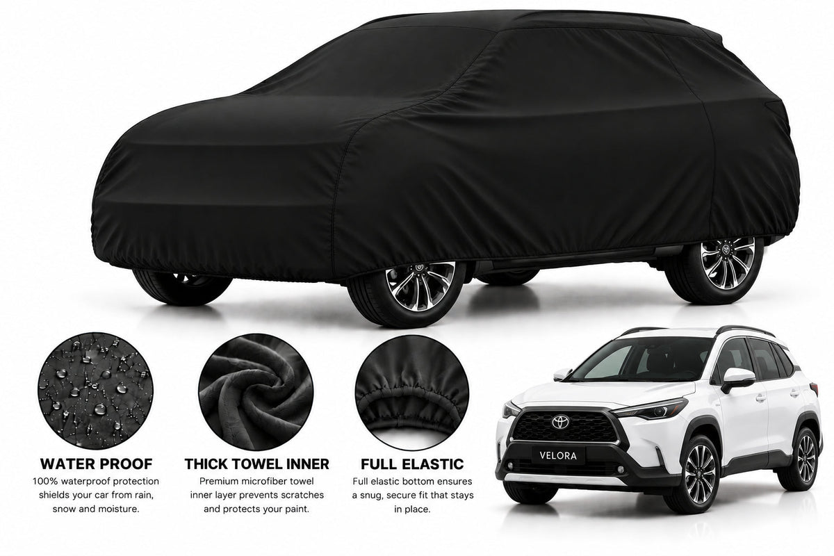 Toyota Corolla Cross car cover in Black — Veloura waterproof microfiber