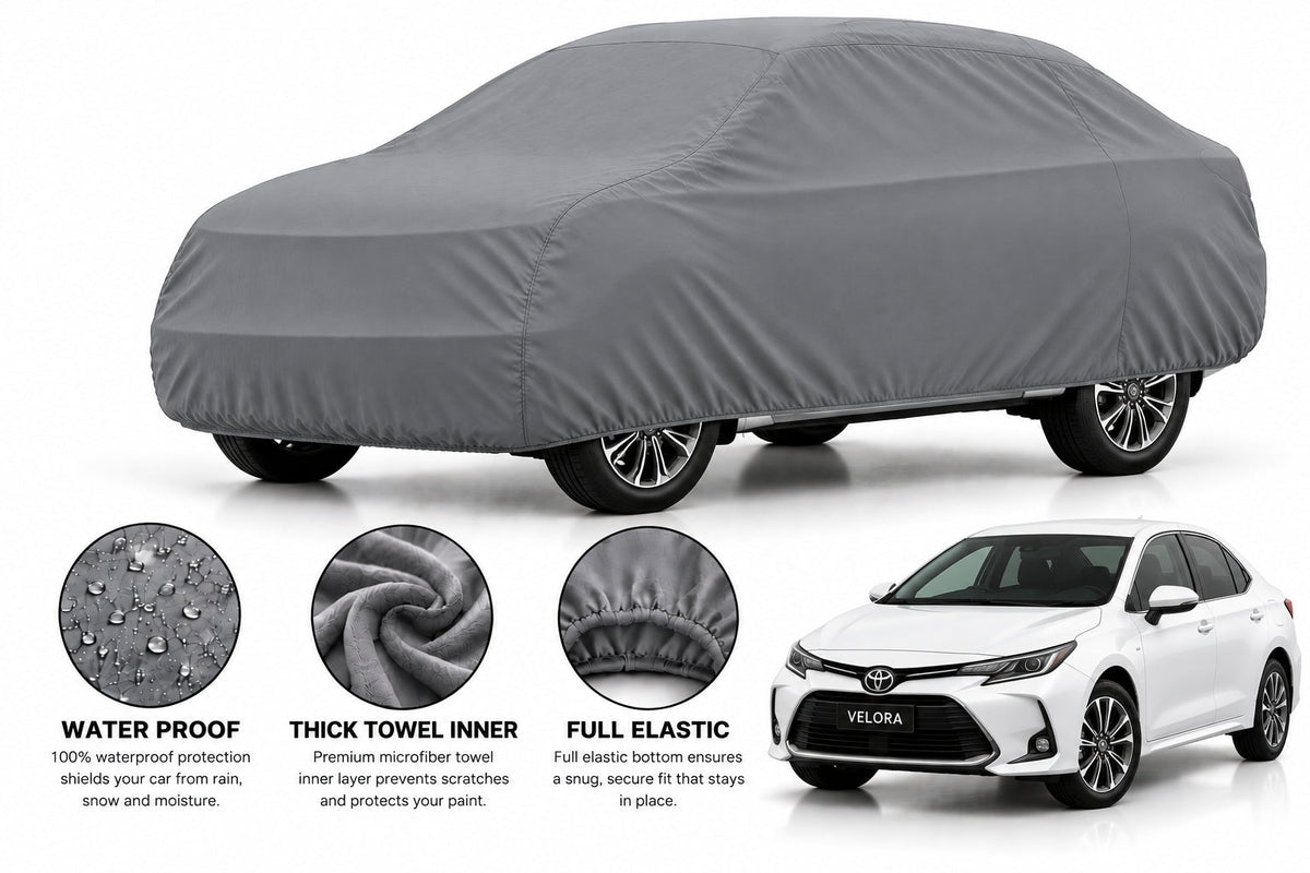 Toyota Corolla car cover in Grey — Veloura waterproof microfiber
