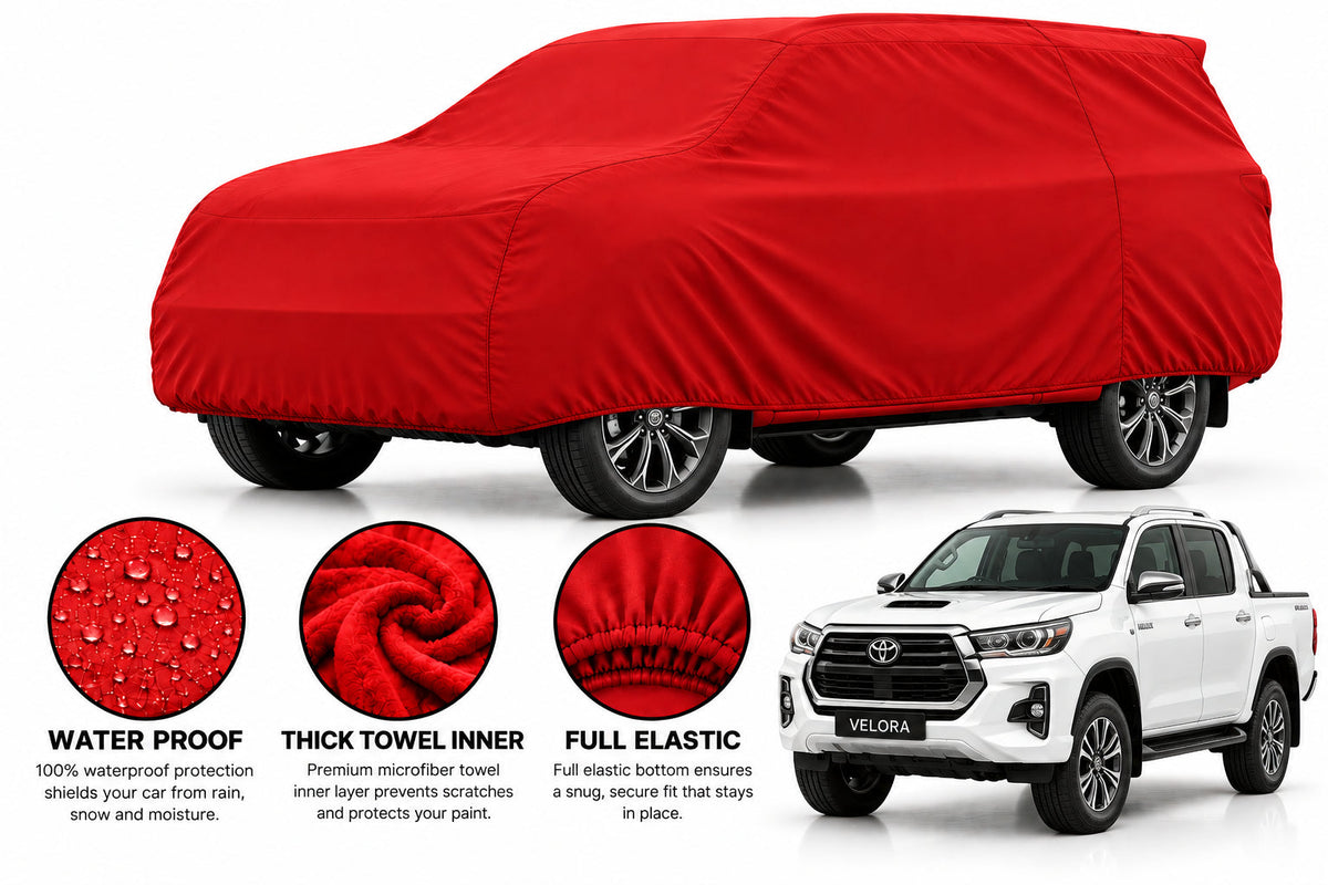 Toyota HILUX car cover in Red — Veloura waterproof microfiber