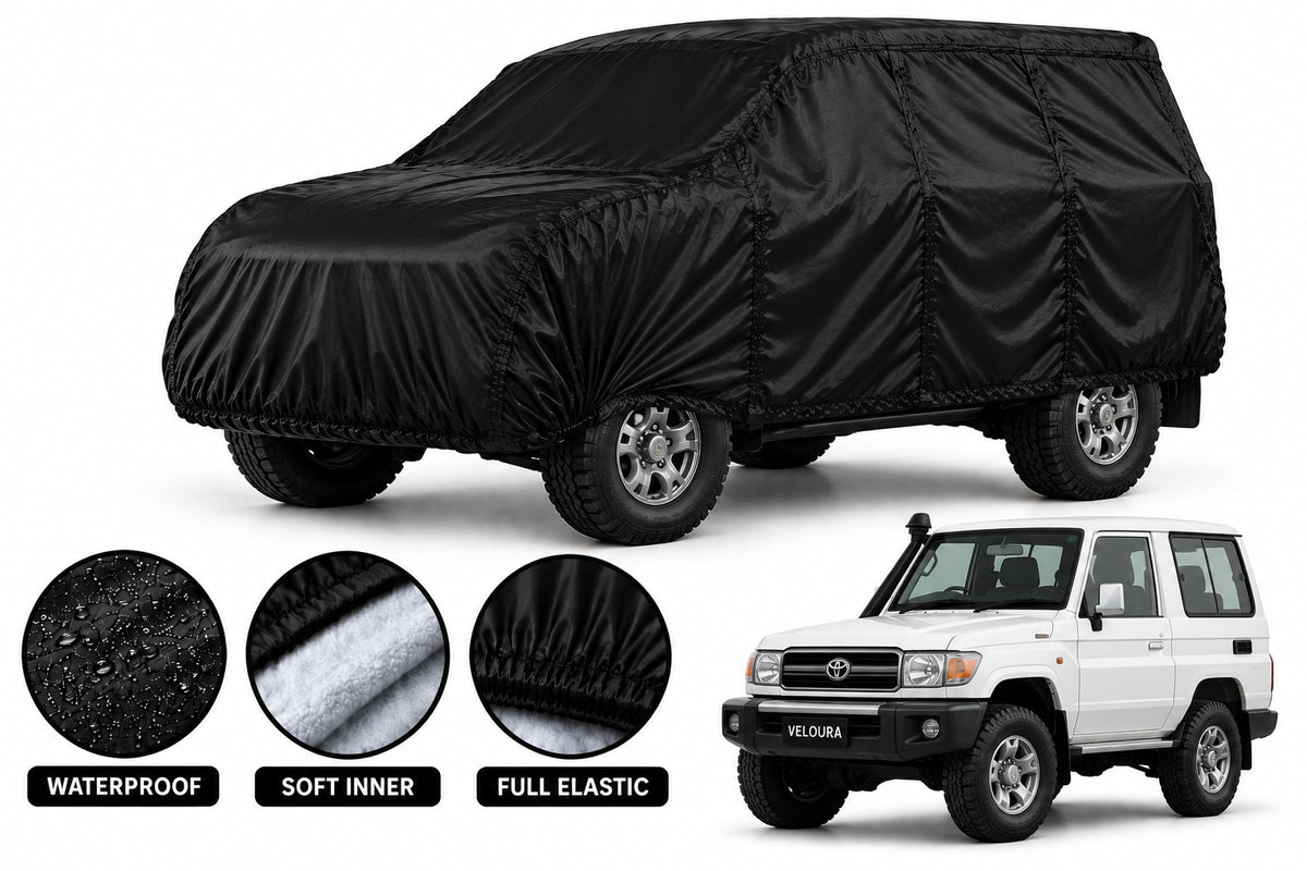 Toyota Potohar Jeep car cover in Black — Veloura waterproof parachute