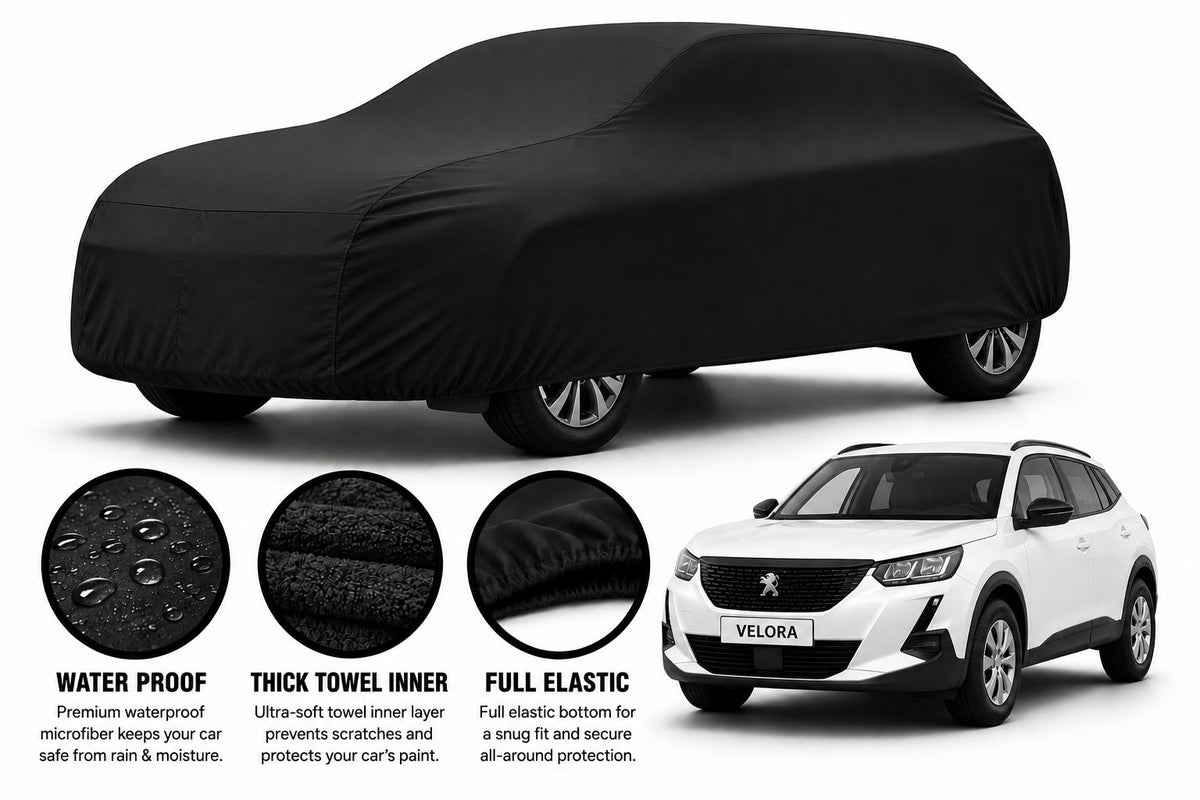 Peugeot 2008 car cover in Black — Veloura waterproof microfiber
