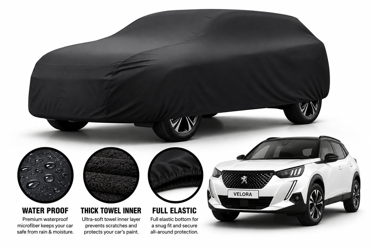 Peugeot 2008 GT car cover in Black — Veloura waterproof microfiber