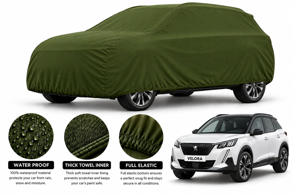 Peugeot 2008 car cover in Green — Veloura waterproof microfiber